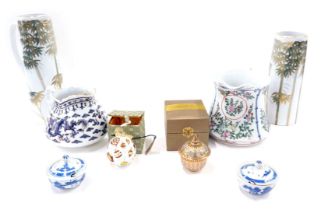 Decorative Oriental ceramics, a bauble, jug, jar and cover, etc. (1 tray and loose)