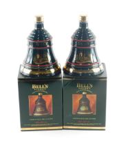 Two bottles of Bell's commemorative Christmas whisky for 1992 and 1993, both boxed.