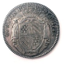 A French 1782 silver coin, stamped Ludov XVI etc, to the reverse, Comptia Burgundiae, with a crest,