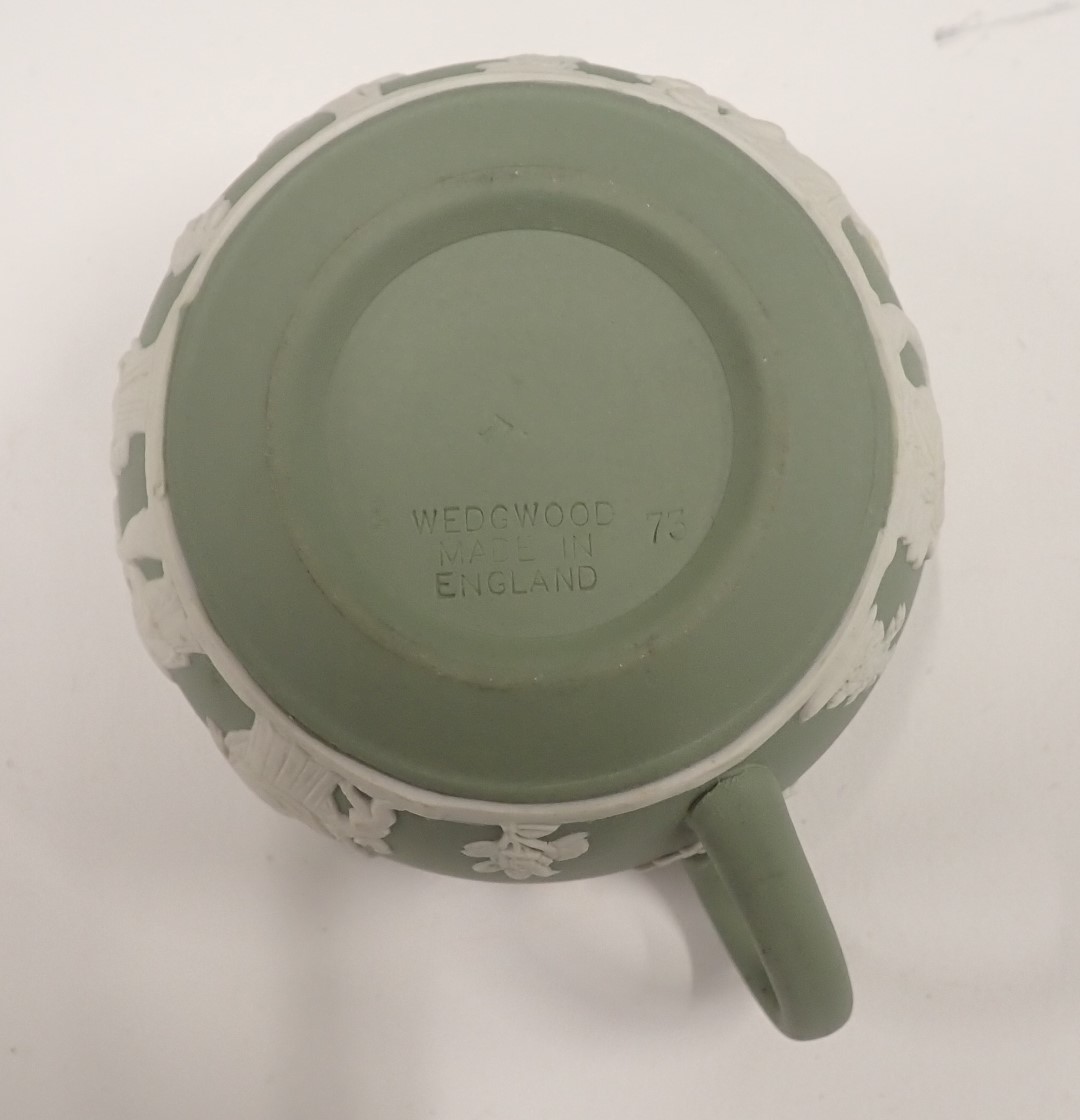 A large quantity of Wedgwood green Jasperware, to include teapot, coffee pot, cups, saucers, etc. - Image 2 of 2
