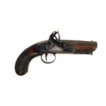 An early 18thC flintlock pistol by Wood, with octagonal barrel, with fore-sight, with ram rod, chequ
