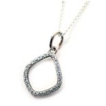 A Monica Vinader silver and diamond set pendant and chain, the oval shaped pendant, 2.5cm high, on a