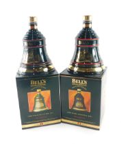 Two bottles of Bell's Extra Special Old Scotch whisky for Christmas 1995 and 1994, both boxed.