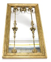 A modern gilt over mantel mirror, decorated with flowers, swags, etc., 134cm high, 72cm wide.