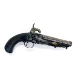 A 19thC bolt pistol, with inlaid octagonal barrel, now converted to a percussion action, with ram ro