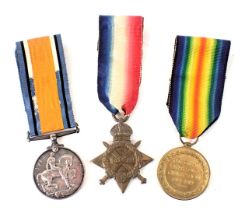 Three WWI medals, comprising 14-15 star, civilisation medal and defence medal, each marked 2nd Lieut