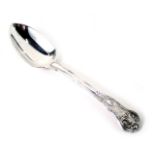 A Victorian silver shell caped table spoon, the shell top bearing the initials EJ, London 1860, 2.87