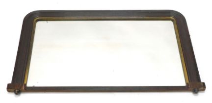 A late Victorian over mantle mirror, painted to simulate timber, with an arched top and gilt slip, o