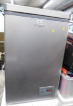 A Beko silver chest freezer.