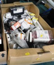 Various electric sockets, switches, etc. (1 box) WARNING! This lot contains untested or unsafe