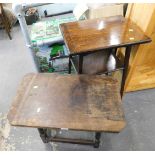 A late 19th/early 20thC oak side table, and a two tiered oak table. (2)