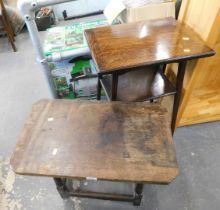 A late 19th/early 20thC oak side table, and a two tiered oak table. (2)