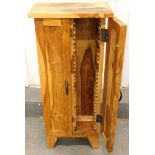 A hardwood two door CD cabinet.