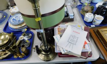 Two modern table lamps, photograph albums, placemats, etc. (a quantity)