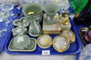 A group of Wedgwood green Jasperware, and Onyx wares. (1 tray)