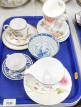 Household china, comprising cups and saucers, Bavarian German cup and saucer, late 20thC hand painte