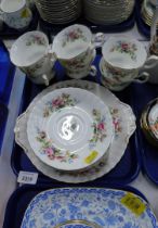 A Royal Albert Moss Rose pattern part tea service.