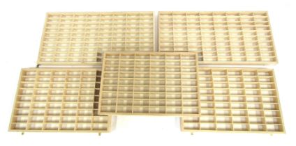 Five plywood wall mounted diecast car display cases.