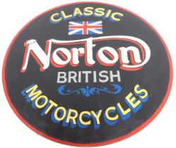 A hand painted Norton British Classic Motorcycle sign, 110cm wide.