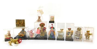 A group of miniature bears, to include Barton's Creek Collection Chip, Theodore by Celia Bahan, Smal