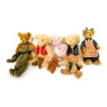 A group of mohair and other Teddy bears, to include a Russ Bear named Dunwell, a Bear Legends mohair