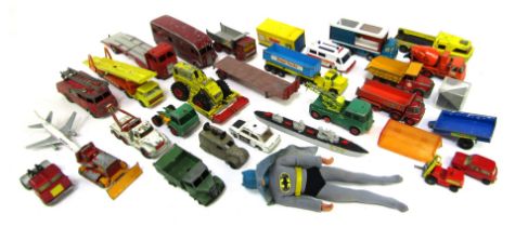 Corgi, Matchbox and other diecast vehicles, play worn, including Dinky Supertoys horsebox, Dinky Su