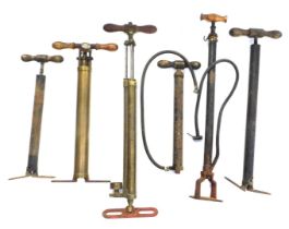 Six vintage bicycle pumps, one of three tubed design, marked Duko, the others unmarked. (6)