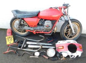 A Moto Guzzi 500cc motorcycle, registration JAO 50V, together with a group of parts, key present, no