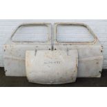 A pair of Austin A35 doors, together with boot lid. (3)