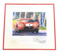 After Nicholas Watts. Le Mans 1957, signed limited edition print 1/25, bearing signature of Stirling