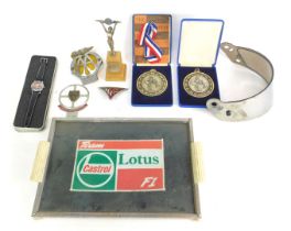Automobilia related items, including an RAC International Rally 1960 Class 3 Second Place trophy, Le