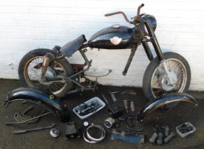 A Royal Enfield Bullet motorcycle and parts, no paperwork present.