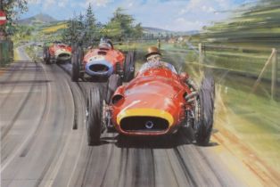 After Nicholas Watts. Fangio - The Maestro, signed limited edition print 383/500, bearing further si