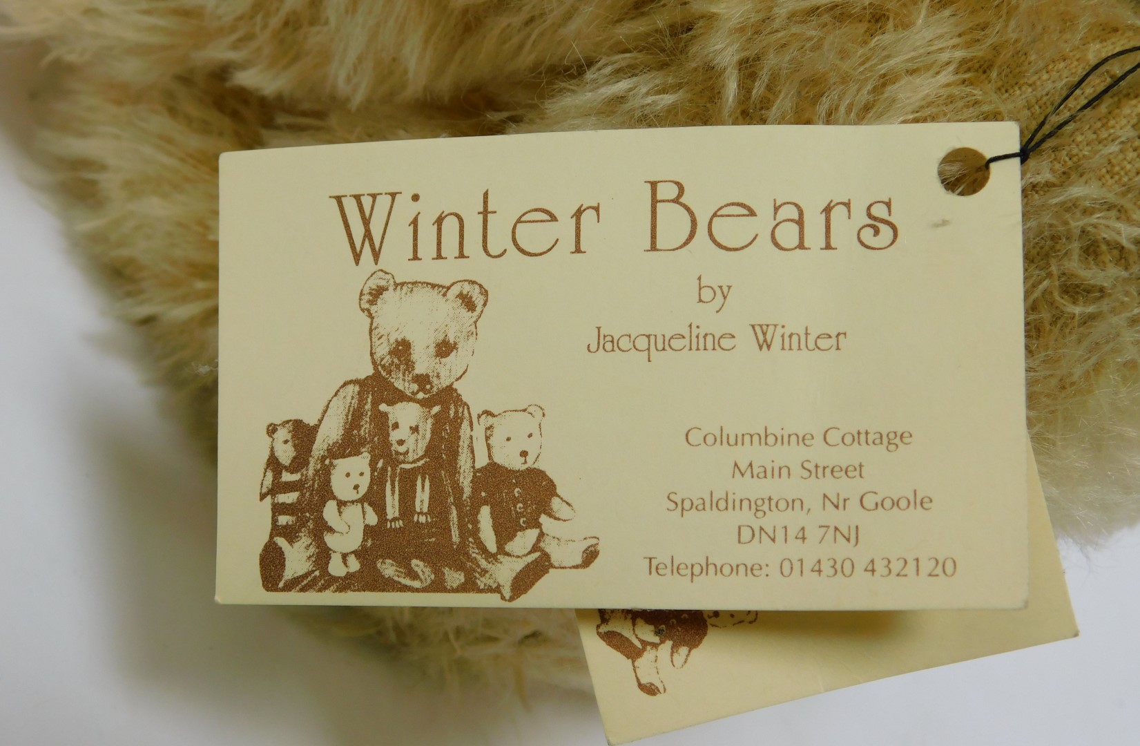 A Winter Bears by Jacqueline Winter mohair Teddy bear, named Dandelion, oatmeal colouring with leath - Image 2 of 4