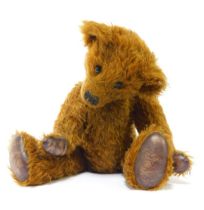A Winter Bears by Jacqueline Winter mohair Teddy bear, named Billy, brown colouring, leather pads, 4