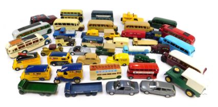 A group of diecast vehicles, to include a Corgi Bedford OB coach, a Dinky Matchbox 950 Omnibus, Corg