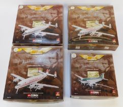 Four Corgi Aviation Archive diecast models, 1:144 scale, from the Frontier Airlines Range, comprisin