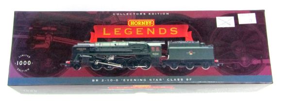 A Hornby Legends OO gauge BR 2-10-0 Evening Star Class 9F locomotive, and tender, 2-10-0, 92220, gre