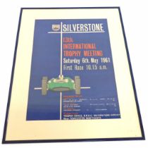 A Silverstone 13th International Trophy Meeting poster, for Saturday 6th May 1961, blue background,