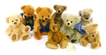 Eight mohair Teddy bears, brands to include Bear Legends Spruce, Greetwell Bears, Bears by Maryke, I