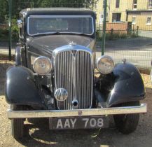 A 1937 Rover saloon car, Model 10 (P2), registration AAY 708, 1141cc petrol, 65,562 recorded miles,