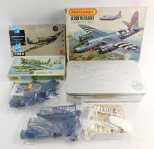 Various 1:72 scale model kits, including Airfix collectors kit Spitfire, Marks and Spencer's Spitfir