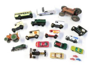 Diecast playworn vehicles, comprising Matchbox, Corgi and others, a Dinky Field Marshall tractor num