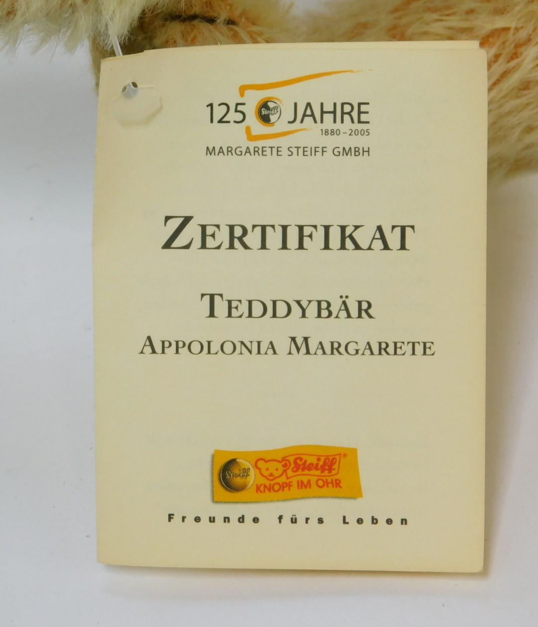 A Steiff mohair Teddy bear, Appolonia Margarete, serial number 038136, with tag, 27cm high. - Image 2 of 3