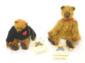 Two Lillian Trigg of Rochester miniature mohair bears, named Bramble Hill, 16cm high, and Henley, we