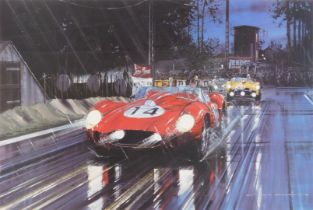 After Nicholas Watts. Le Mans 1958, signed limited edition print 219/500, bearing further signatures