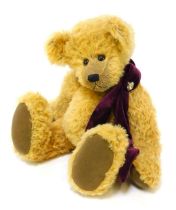A TLC Bears mohair Teddy bear, named Grandma Ida, caramel colouring with velvet scarf, 39cm high ove