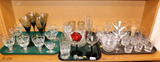 Large wine glasses, tumblers, dessert glasses, bowls, etc. (3 trays)