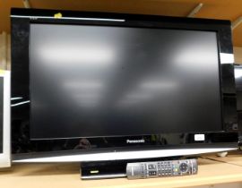 A Panasonic Viera flatscreen television, model no. TX32LXD35, with remote.