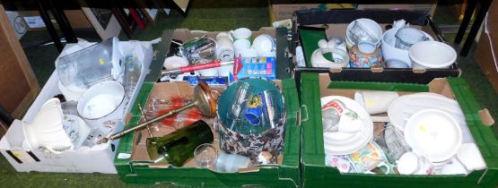 Assorted ceramics and glassware, items include vases, plates, bowls, cups and saucers. (5 boxes)
